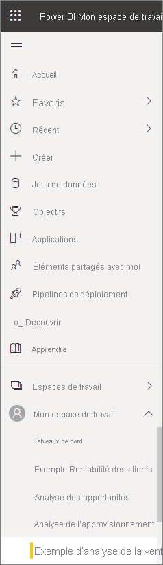 Capture d’écran montrant la barre de navigation.