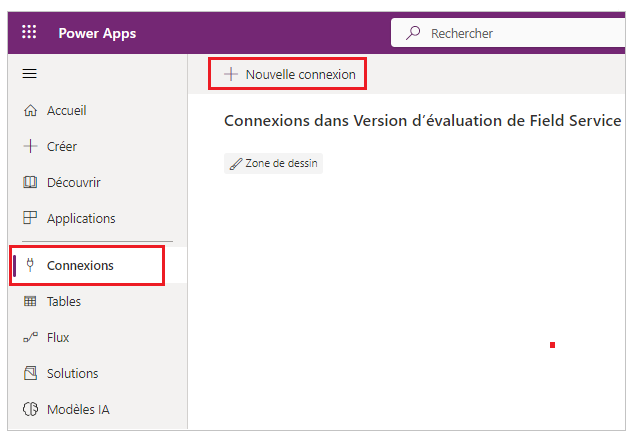 Créer une connexion Sélectionnez Données > Connexions dans la barre de navigation de gauche, puis sélectionnez Nouvelle connexion à proximité de l’angle supérieur gauche.