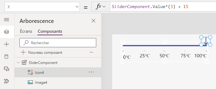 Composant Curseur utilisant une propriété d’entrée nommée 'valeur'.