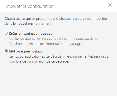 Importer la configuration Configuration de l’importation.