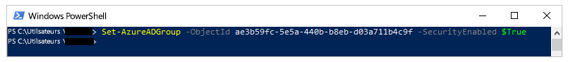 Définissez SecurityEnabled sur True Définir SecurityEnabled sur True.