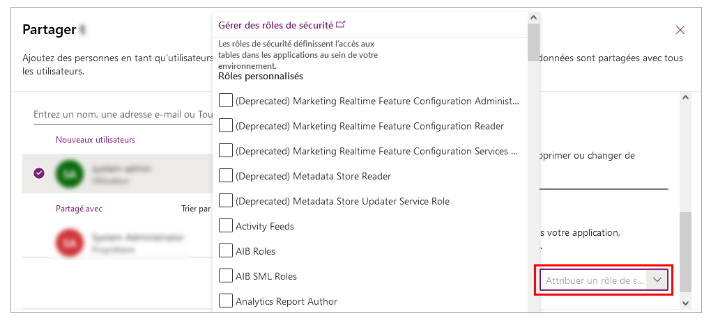 Liste des rôles de sécurité Liste des rôles de sécurité.