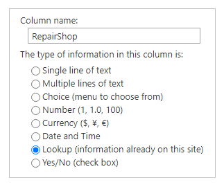 Configurer la colonne de recherche.