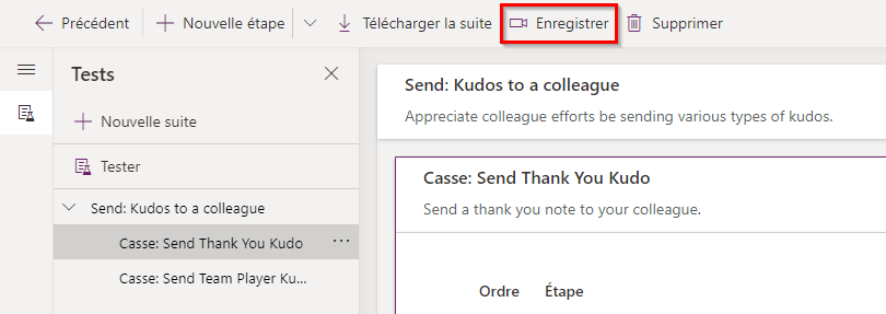 Enregistrer les tests Enregistrer les tests.
