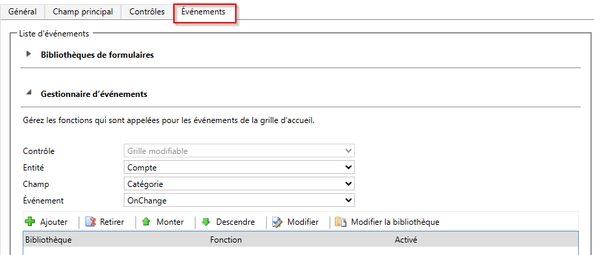 Ajouter des événements dans le contrôle Editable Grid Ajouter des événements dans le contrôle Grille modifiable.