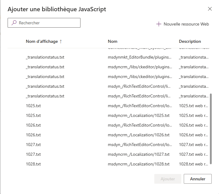 Ajouter une ressource Web JavaScript Ajouter une ressource Web JavaScript