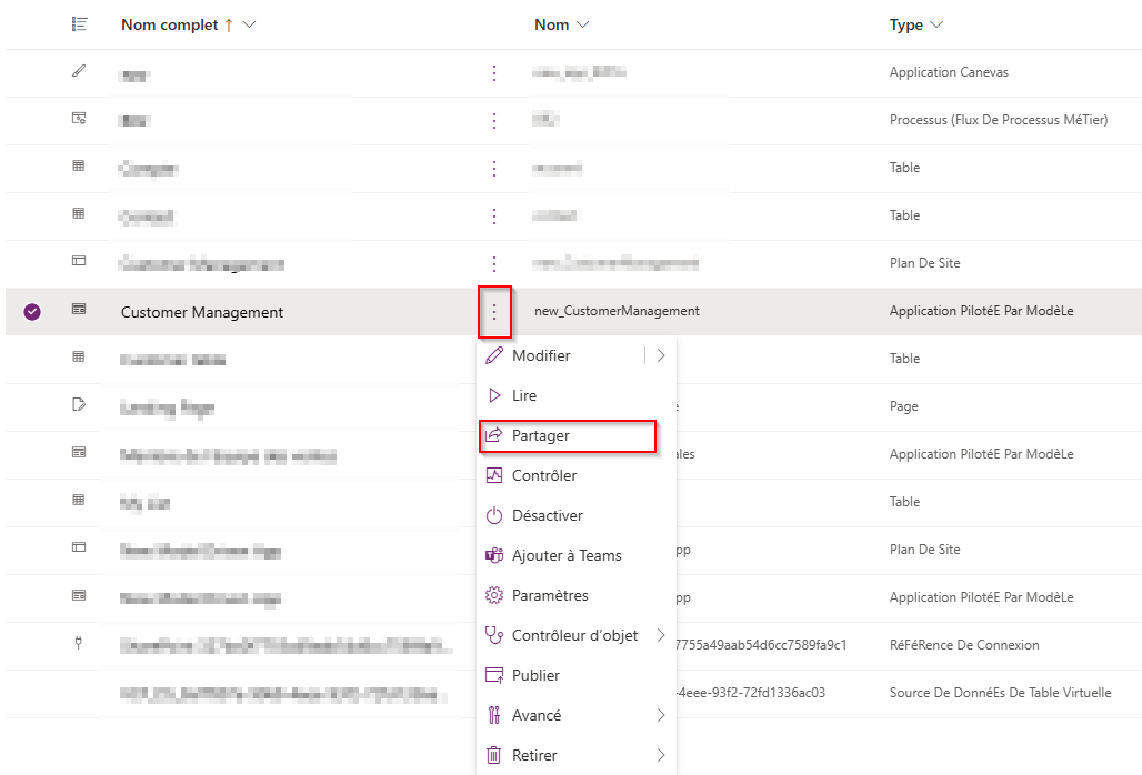 Explorateur de solutions ouvrant le partage d’application pilotée par modèle Explorateur de solutions ouvrant le partage d’application pilotée par modèle