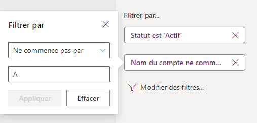 Modifier des filtres Modifier les filtres.