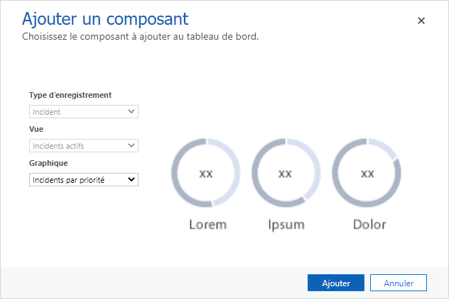 Ajoutez un composant de graphique en anneau. Ajoutez un composant de graphique en anneau.