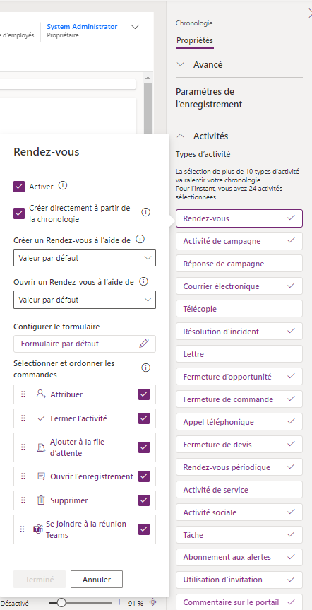 Activer les actions de commande Configurer la possibilité d’activer les actions de commande à partir de la chronologie
