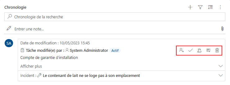 Actions de commande directement affichées dans la chronologie Afficher les actions de commande directement à partir de la chronologie