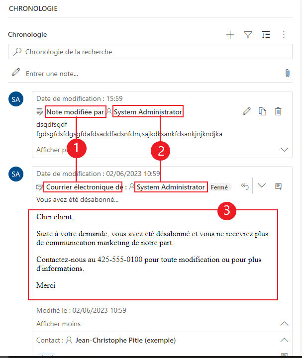 Afficher le formulaire de carte dans la chronologie – Section Détails Afficher le formulaire de carte dans la chronologie – Section Détails