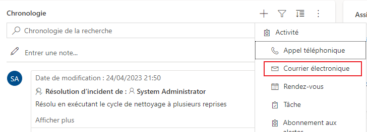 Afficher les options de création directement à partir de la chronologie Afficher l’option pour créer directement à partir de la chronologie