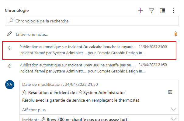 Publications automatiques sur la chronologie – Exécution Publications automatiques sur la chronologie – Exécution