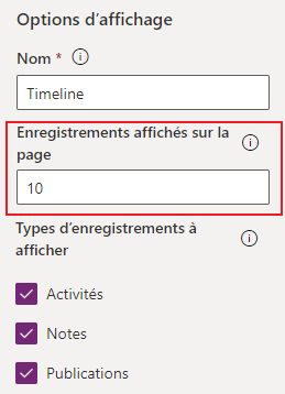 Configuration des enregistrements affichés sur la page Configuration des enregistrements affichés sur la page