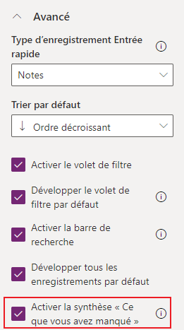 Configuration de la synthèse « Ce que vous avez manqué » Configuration de la synthèse « Ce que vous avez manqué »