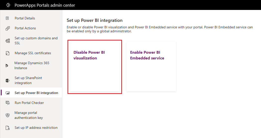 Désactiver la visualisation Power BI Désactiver la visualisation Power BI.