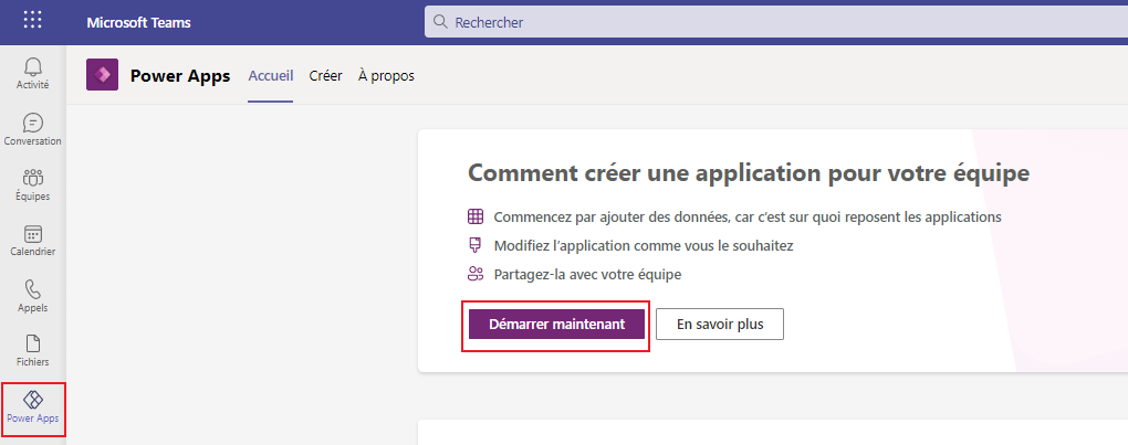 Commencer à créer une application Commencer à créer une application.