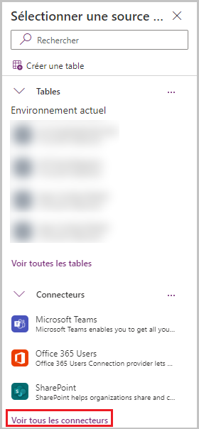 Afficher tous les connecteurs