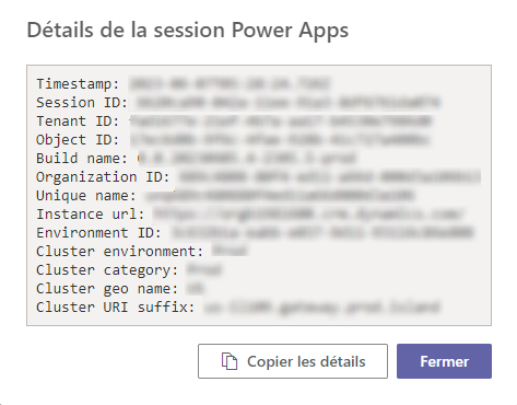 Onglet À propos — Détails de la session Onglet À propos — Détails de la session.