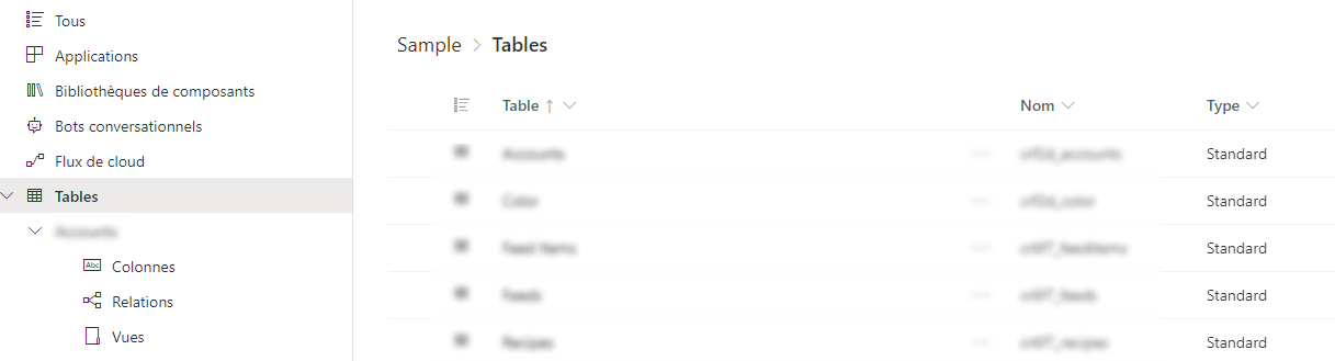 Explorateur de solutions – Tables Explorateur de solutions – Tables.