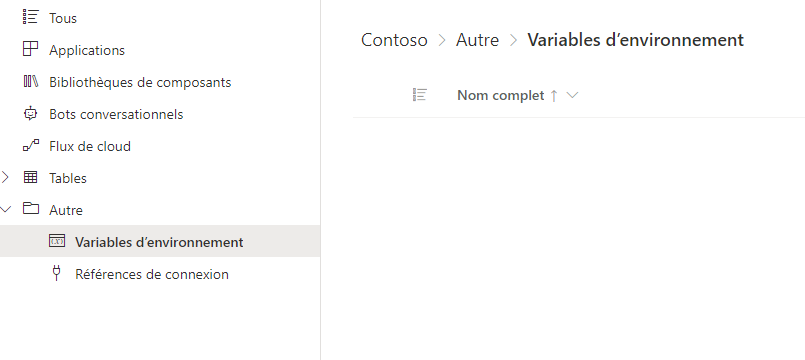 Explorateur de solutions – Variables d’environnement Explorateur de solutions – Variables d’environnement.