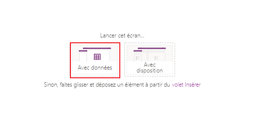 Sélectionnez Avec données Sélectionnez Avec données