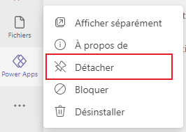 Désépinglez l’application Power Apps.