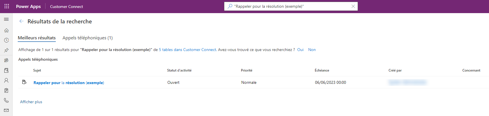 Exemple de résultats pour une recherche utilisant une correspondance exacte Exemple de résultats pour une recherche utilisant une correspondance exacte.