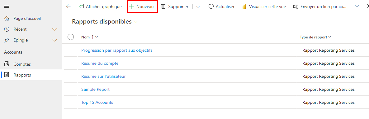 Créer un rapport Créer un rapport.