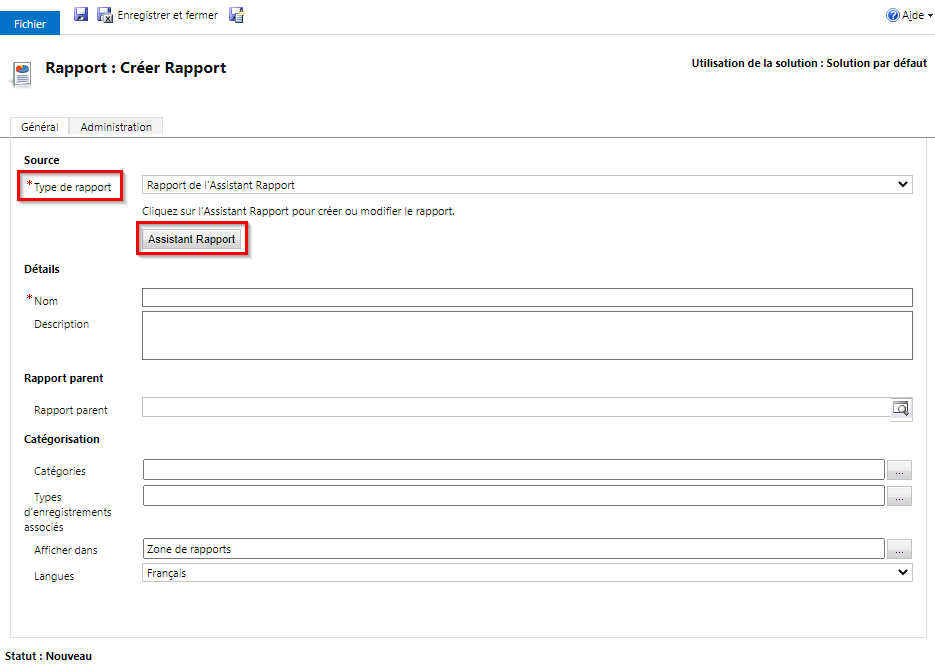 Écran Assistant Rapport Assistant Rapport.