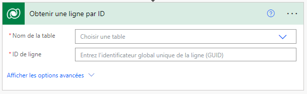 Sélectionner l’action Obtenir une ligne par ID.