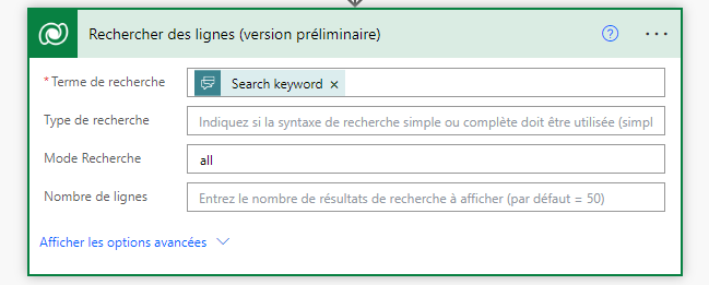Exemple de mode de recherche.