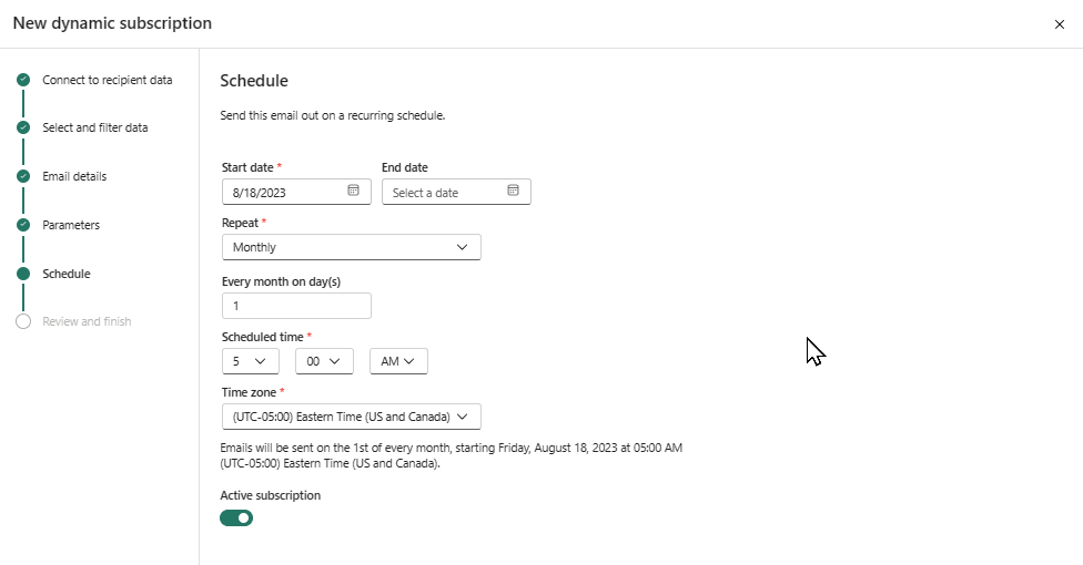Capture d’écran montrant la fenêtre Planification dans le service Power BI.