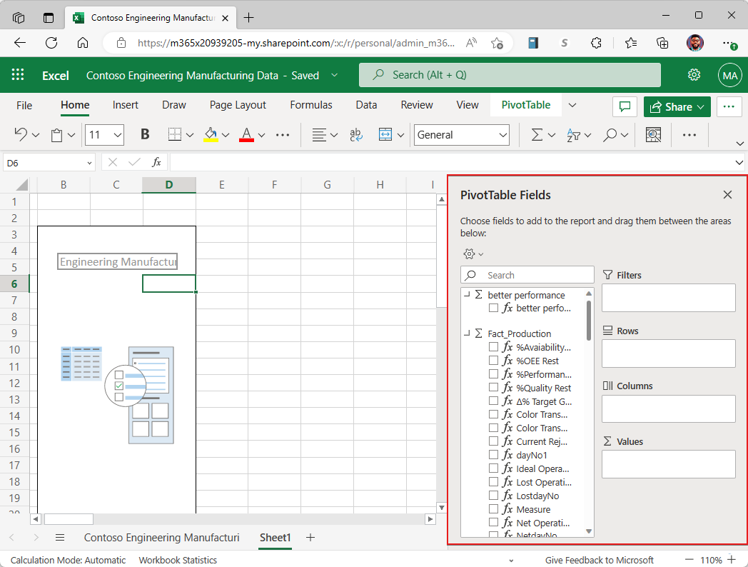 Capture d’écran montrant les Champs de tableau croisé dynamique dans Excel.