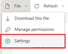 Navigation vers les paramètres de modèle sémantique pour accéder à l’historique d’actualisation