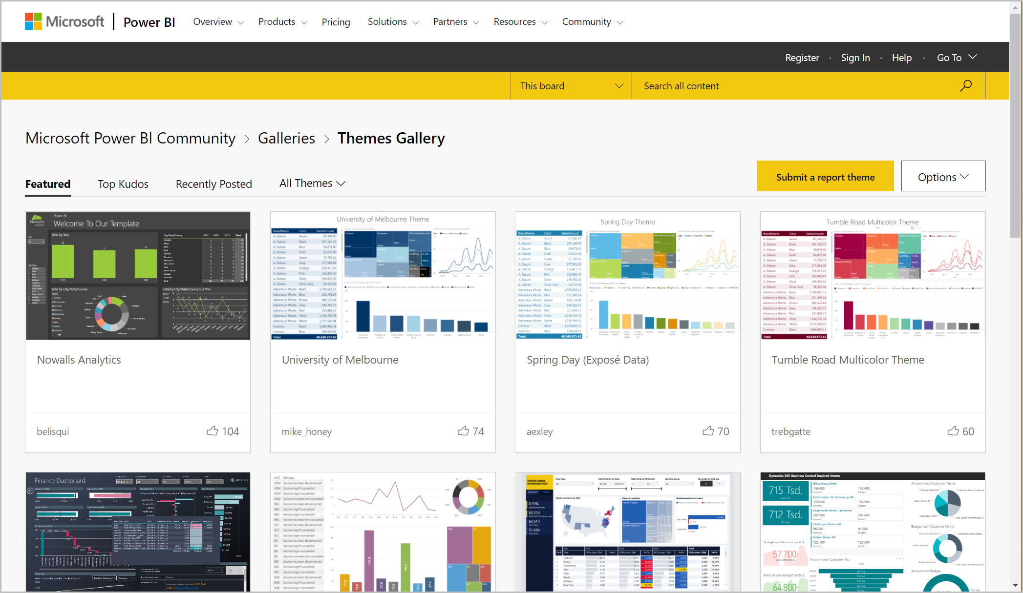 Capture d’écran du site de la galerie de thèmes.