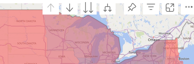 Screenshot of drill options on a map with a geo hierarchy.