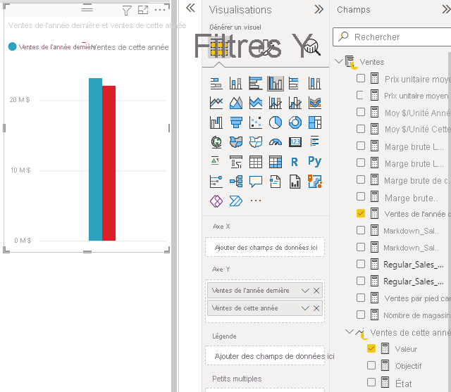 Screenshot of data values in an area chart.