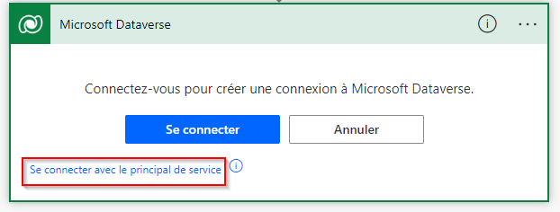 Se connecter avec un principal de service