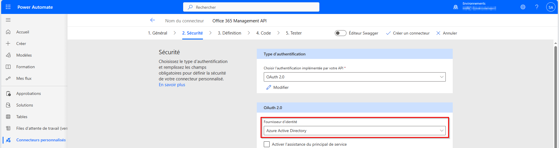 Modifiez le fournisseur d’identité en Microsoft Entra ID.