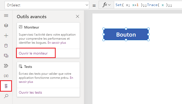 point d’entrée pour le moniteur en direct Power Apps