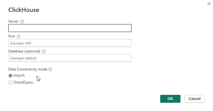 remplir les informations de l’instance ClickHouse.