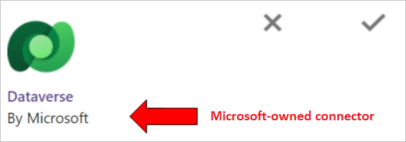Capture d’écran de la liste des connecteurs de référence avec une flèche pointant vers l’étiquette « By Microsoft ».