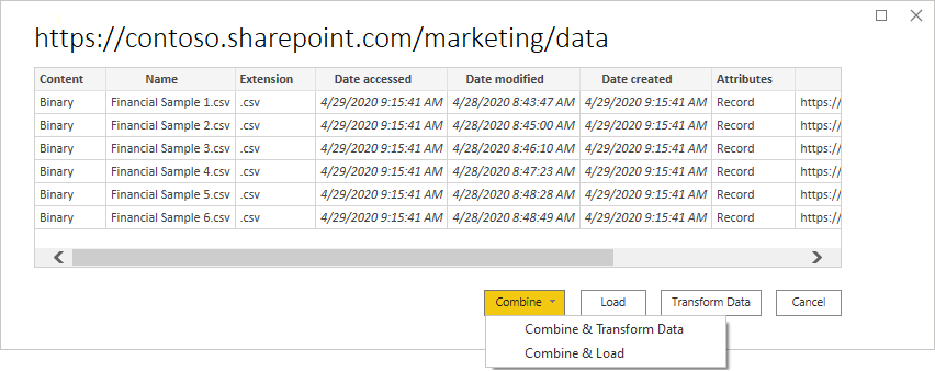 Combiner les fichiers du dossier SharePoint.