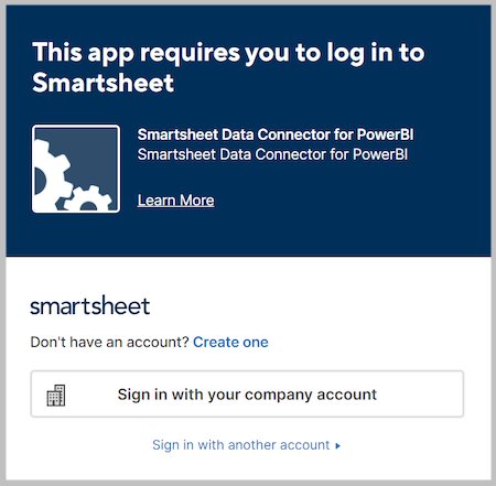 Capture d’écran de la fenêtre Smartsheet dans laquelle vous vous connectez à Smartsheet.