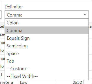 Sélection de délimiteur pour un fichier CSV.