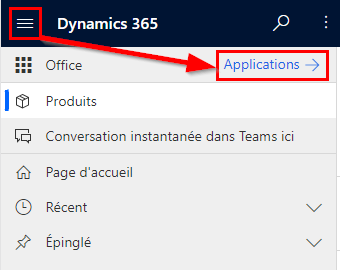 Sélectionnez le plan du site pour accéder au sélecteur d’applications Sélectionnez le bouton du plan du site pour accéder au sélecteur d’applications.