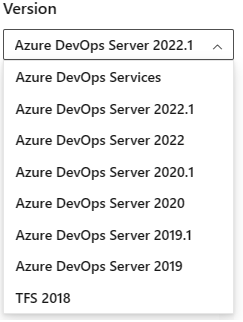 Screenshot of how to select a version from Azure DevOps Content Version selector.