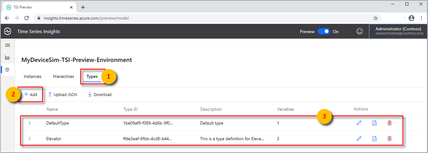 After adding the type, review it in the Model view.